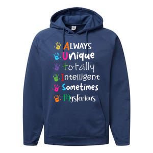 Autism Awareness Mom Autism Always Unique Intelligent Performance Fleece Hoodie