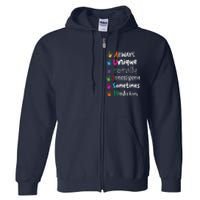 Autism Awareness Mom Autism Always Unique Intelligent Full Zip Hoodie