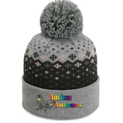 Autism Awareness Month Minimalist Butterfly The Baniff Cuffed Pom Beanie