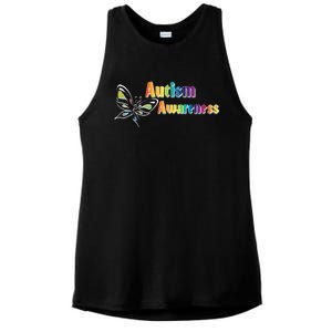 Autism Awareness Month Minimalist Butterfly Ladies PosiCharge Tri-Blend Wicking Tank