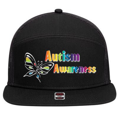 Autism Awareness Month Minimalist Butterfly 7 Panel Mesh Trucker Snapback Hat