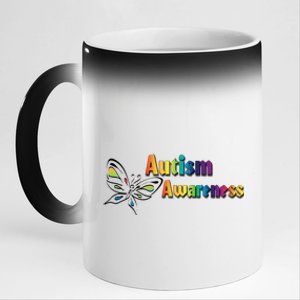 Autism Awareness Month Minimalist Butterfly 11oz Black Color Changing Mug