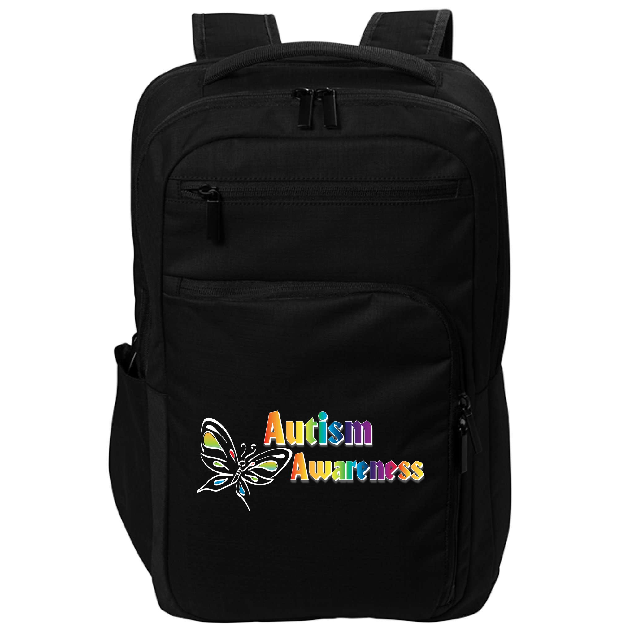 Autism Awareness Month Minimalist Butterfly Impact Tech Backpack