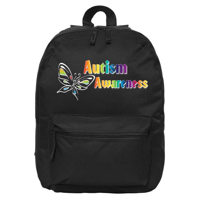 Autism Awareness Month Minimalist Butterfly 16 in Basic Backpack