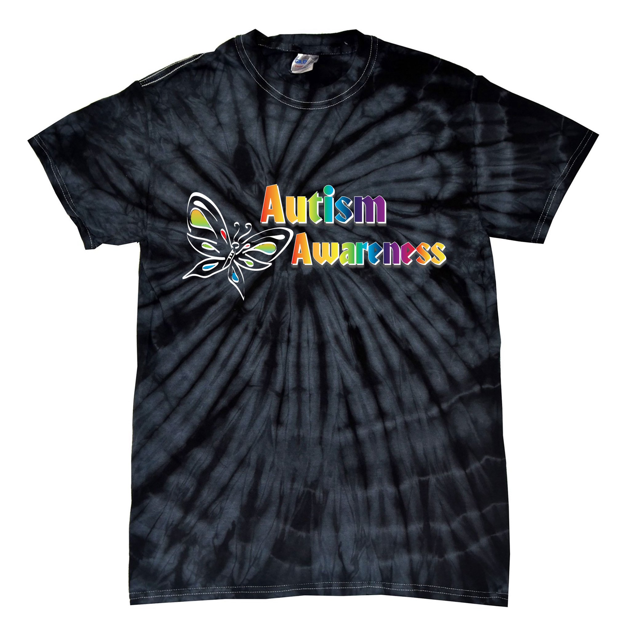 Autism Awareness Month Minimalist Butterfly Tie-Dye T-Shirt