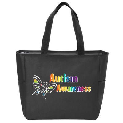 Autism Awareness Month Minimalist Butterfly Zip Tote Bag