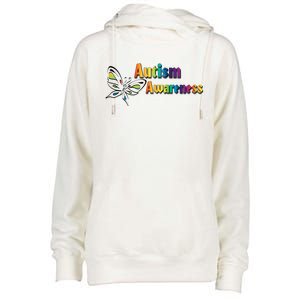 Autism Awareness Month Minimalist Butterfly Womens Funnel Neck Pullover Hood