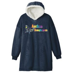 Autism Awareness Month Minimalist Butterfly Hooded Wearable Blanket