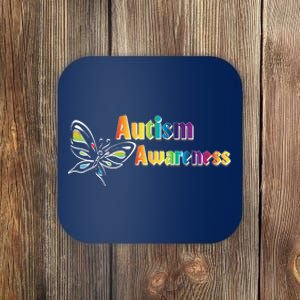 Autism Awareness Month Minimalist Butterfly Coaster