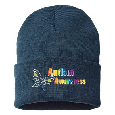 Autism Awareness Month Minimalist Butterfly Sustainable Knit Beanie