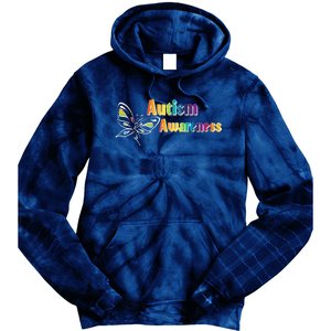 Autism Awareness Month Minimalist Butterfly Tie Dye Hoodie