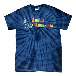 Autism Awareness Month Minimalist Butterfly Tie-Dye T-Shirt