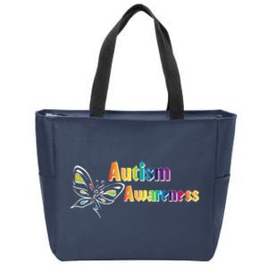 Autism Awareness Month Minimalist Butterfly Zip Tote Bag