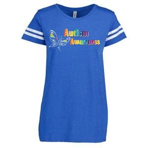 Autism Awareness Month Minimalist Butterfly Enza Ladies Jersey Football T-Shirt