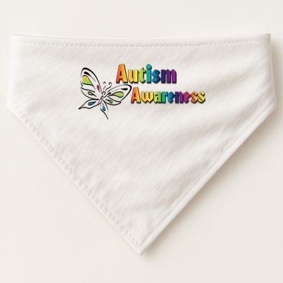 Autism Awareness Month Minimalist Butterfly USA-Made Doggie Bandana