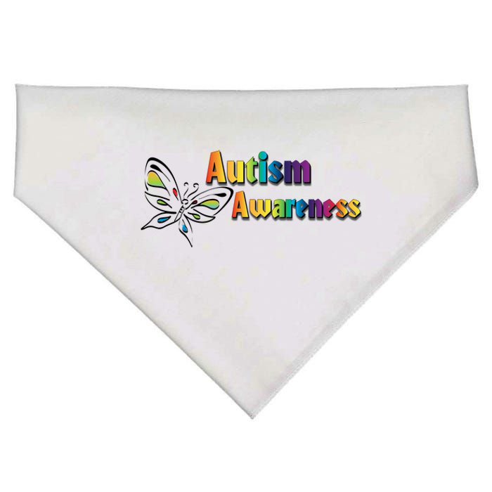 Autism Awareness Month Minimalist Butterfly USA-Made Doggie Bandana