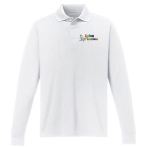 Autism Awareness Month Minimalist Butterfly Performance Long Sleeve Polo