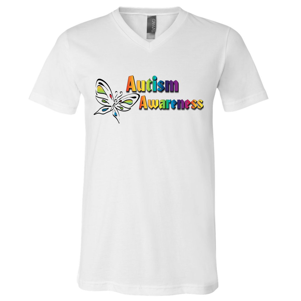 Autism Awareness Month Minimalist Butterfly V-Neck T-Shirt
