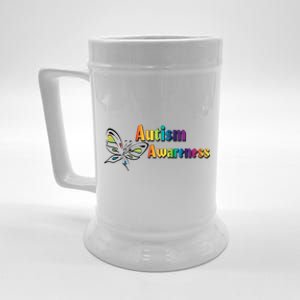 Autism Awareness Month Minimalist Butterfly Beer Stein