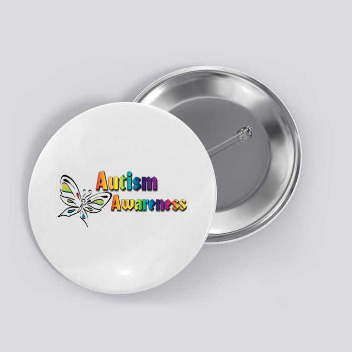 Autism Awareness Month Minimalist Butterfly Button