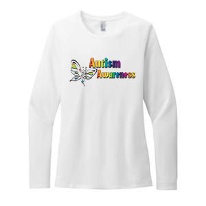 Autism Awareness Month Minimalist Butterfly Womens CVC Long Sleeve Shirt