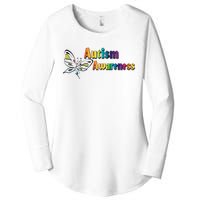 Autism Awareness Month Minimalist Butterfly Women's Perfect Tri Tunic Long Sleeve Shirt