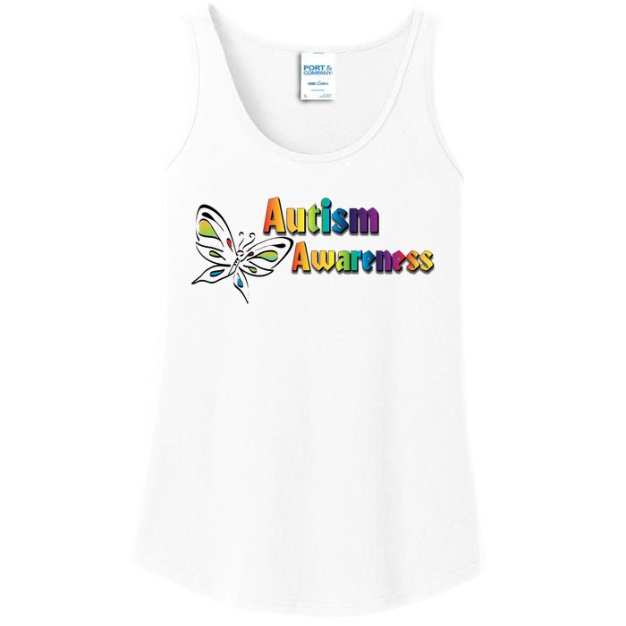 Autism Awareness Month Minimalist Butterfly Ladies Essential Tank