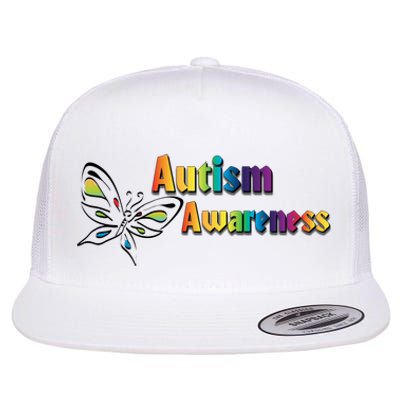 Autism Awareness Month Minimalist Butterfly Flat Bill Trucker Hat