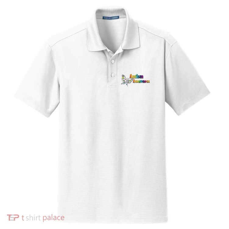 Autism Awareness Month Minimalist Butterfly Dry Zone Grid Polo