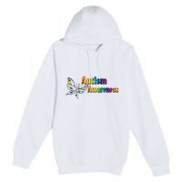 Autism Awareness Month Minimalist Butterfly Premium Pullover Hoodie