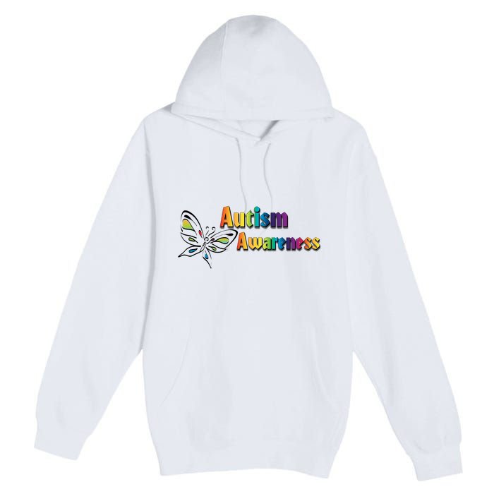 Autism Awareness Month Minimalist Butterfly Premium Pullover Hoodie