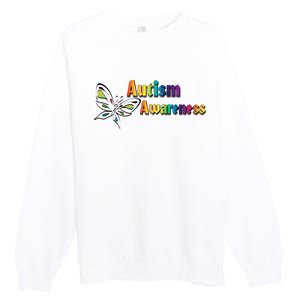 Autism Awareness Month Minimalist Butterfly Premium Crewneck Sweatshirt