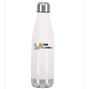 Autism Awareness Month Minimalist Butterfly Stainless Steel Insulated Water Bottle