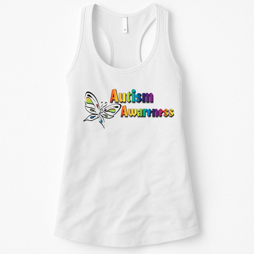 Autism Awareness Month Minimalist Butterfly Womens Tank Top