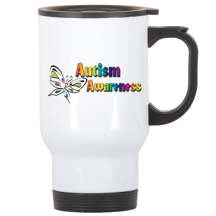 Autism Awareness Month Minimalist Butterfly Stainless Steel Travel Mug