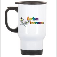 Autism Awareness Month Minimalist Butterfly Stainless Steel Travel Mug