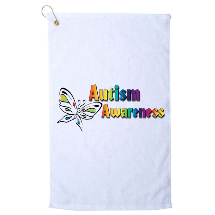 Autism Awareness Month Minimalist Butterfly Platinum Collection Golf Towel