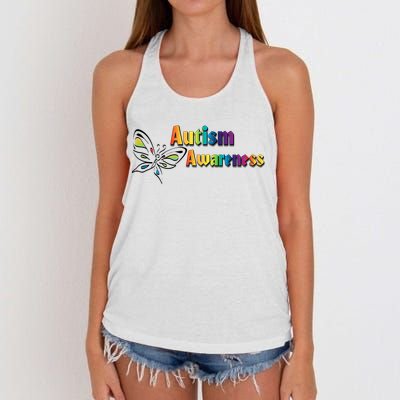 Autism Awareness Month Minimalist Butterfly Women's Knotted Racerback Tank