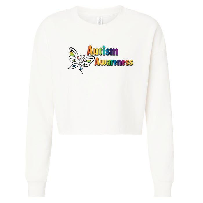 Autism Awareness Month Minimalist Butterfly Cropped Pullover Crew