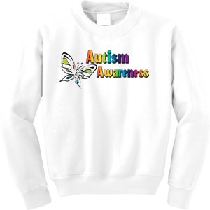 Autism Awareness Month Minimalist Butterfly Kids Sweatshirt