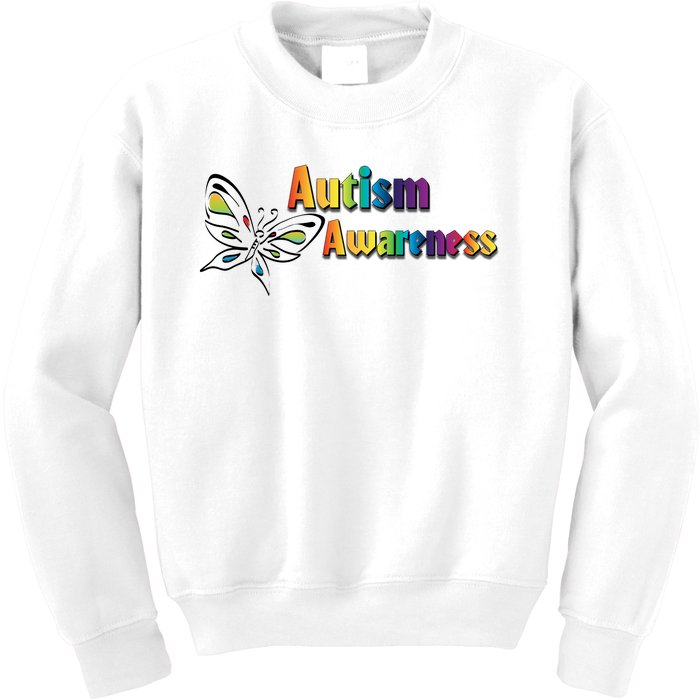 Autism Awareness Month Minimalist Butterfly Kids Sweatshirt