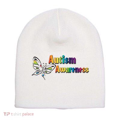 Autism Awareness Month Minimalist Butterfly Short Acrylic Beanie