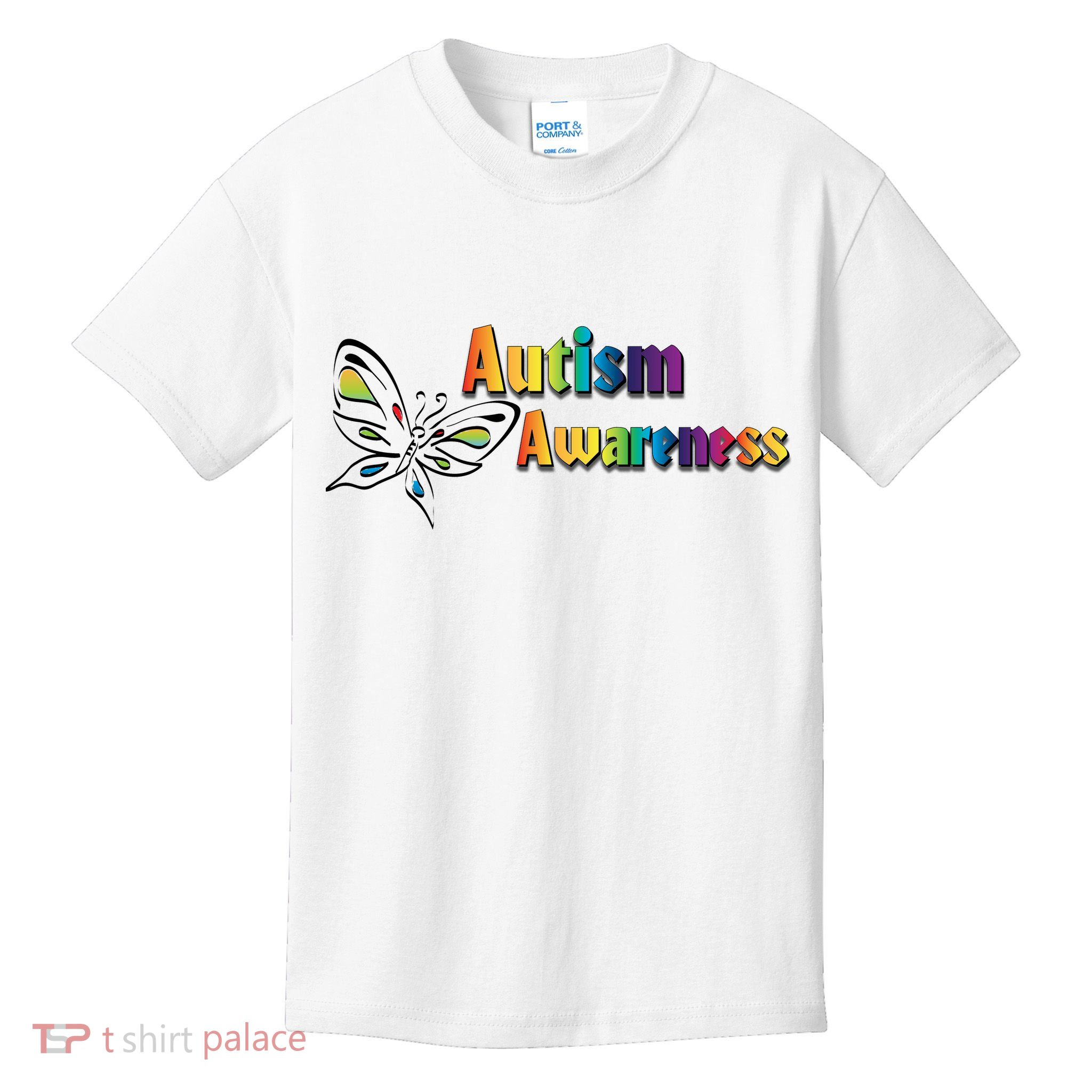 Autism Awareness Month Minimalist Butterfly Kids T-Shirt
