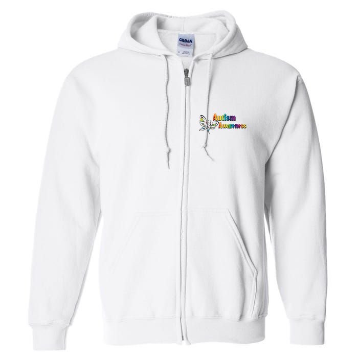 Autism Awareness Month Minimalist Butterfly Full Zip Hoodie