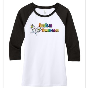 Autism Awareness Month Minimalist Butterfly Women's Tri-Blend 3/4-Sleeve Raglan Shirt