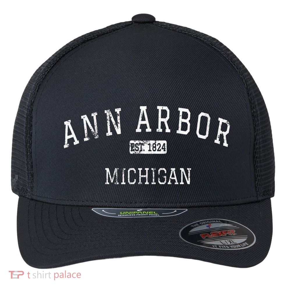 Ann Arbor Michigan Mi Vintage Flexfit Unipanel Trucker Cap