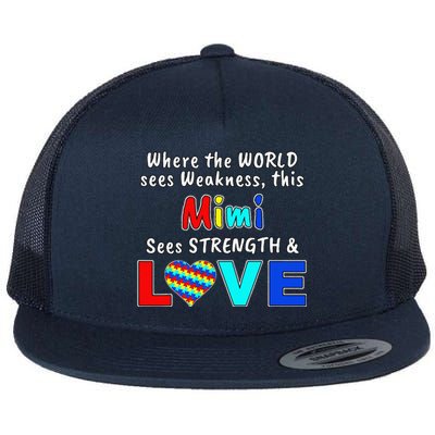 Autism Awareness Mimi Strength Love Flat Bill Trucker Hat