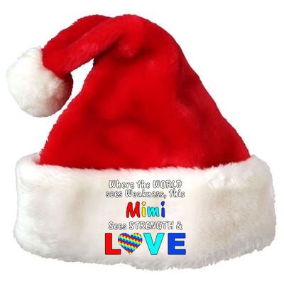 Autism Awareness Mimi Strength Love Premium Christmas Santa Hat