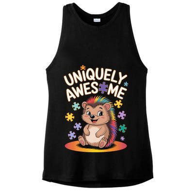 Autism Awareness Month Hedgehog Acceptance Neurodiversity Ladies PosiCharge Tri-Blend Wicking Tank