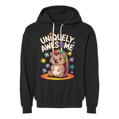 Autism Awareness Month Hedgehog Acceptance Neurodiversity Garment-Dyed Fleece Hoodie